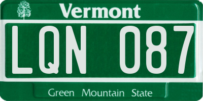 VT license plate LQN087