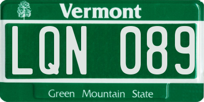 VT license plate LQN089