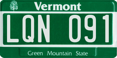 VT license plate LQN091