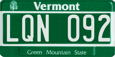 VT license plate LQN092