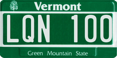 VT license plate LQN100