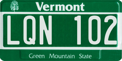 VT license plate LQN102