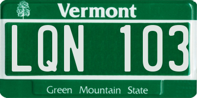 VT license plate LQN103