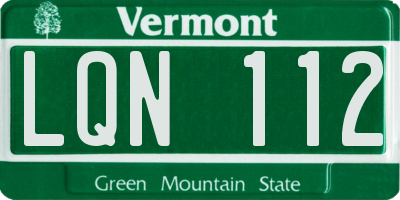 VT license plate LQN112