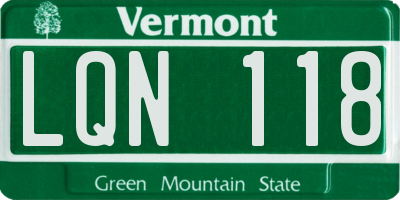 VT license plate LQN118