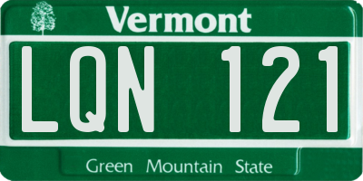 VT license plate LQN121