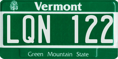 VT license plate LQN122