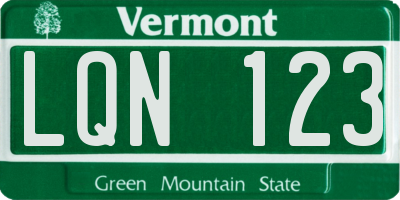VT license plate LQN123