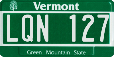 VT license plate LQN127