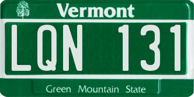VT license plate LQN131