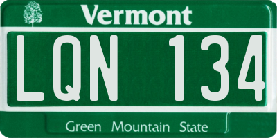 VT license plate LQN134