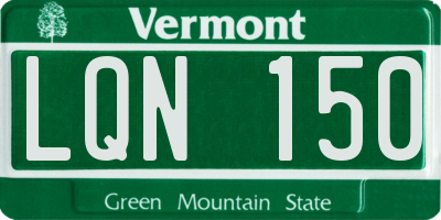 VT license plate LQN150