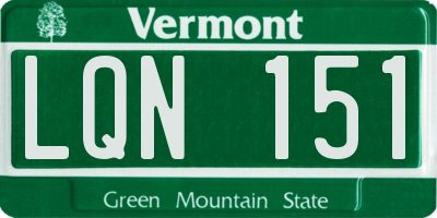 VT license plate LQN151