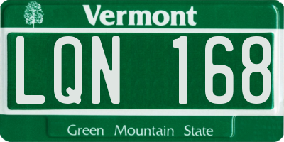 VT license plate LQN168