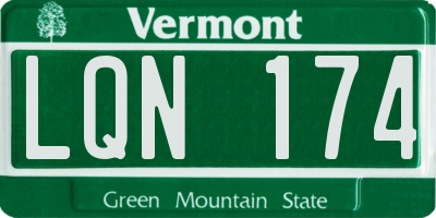 VT license plate LQN174