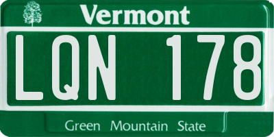 VT license plate LQN178
