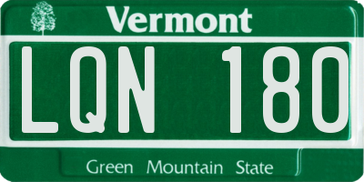 VT license plate LQN180