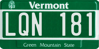 VT license plate LQN181