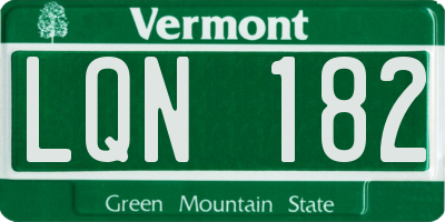 VT license plate LQN182