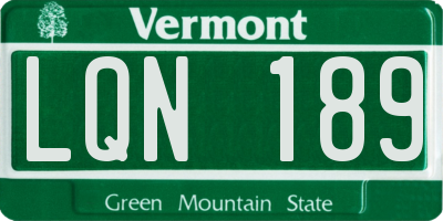VT license plate LQN189