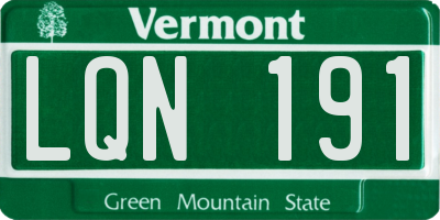 VT license plate LQN191