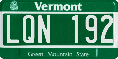VT license plate LQN192