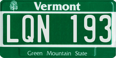 VT license plate LQN193