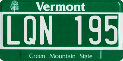 VT license plate LQN195