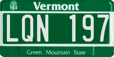 VT license plate LQN197