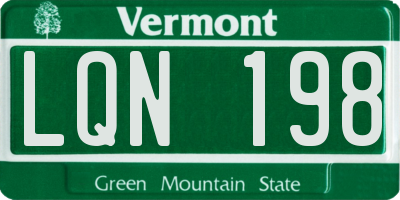 VT license plate LQN198
