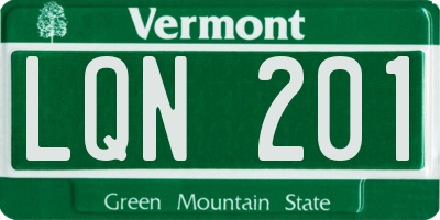 VT license plate LQN201