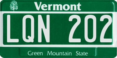 VT license plate LQN202