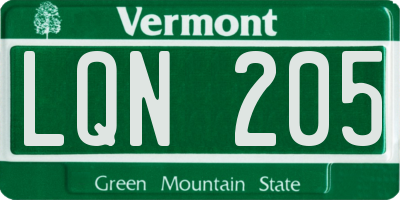 VT license plate LQN205