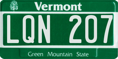 VT license plate LQN207