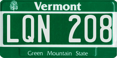VT license plate LQN208