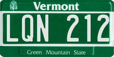 VT license plate LQN212