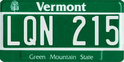 VT license plate LQN215