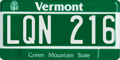 VT license plate LQN216