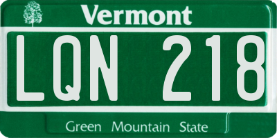 VT license plate LQN218
