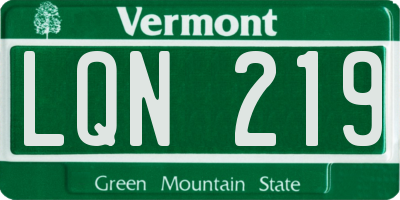 VT license plate LQN219