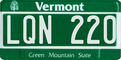 VT license plate LQN220