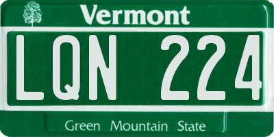 VT license plate LQN224