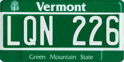 VT license plate LQN226