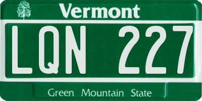 VT license plate LQN227