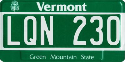 VT license plate LQN230