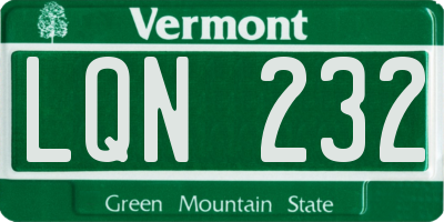 VT license plate LQN232