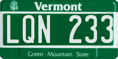 VT license plate LQN233