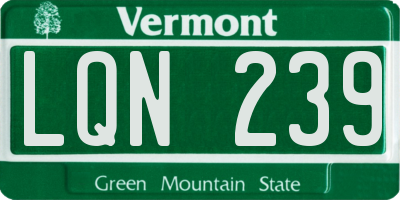 VT license plate LQN239