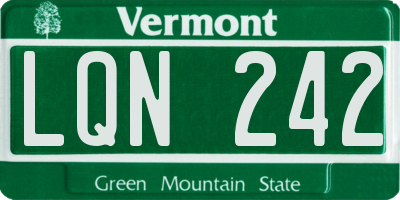 VT license plate LQN242