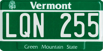 VT license plate LQN255